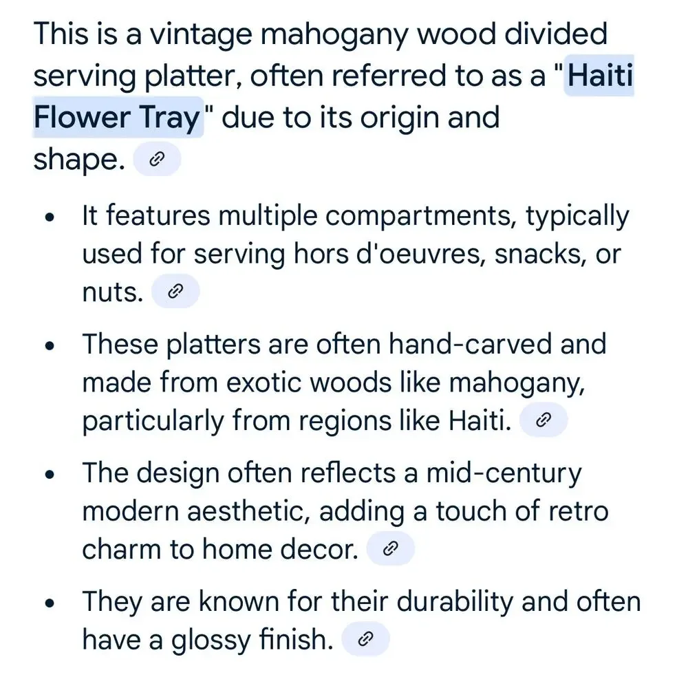 Haiti Flower Tray divided wooden serving tray vintage
